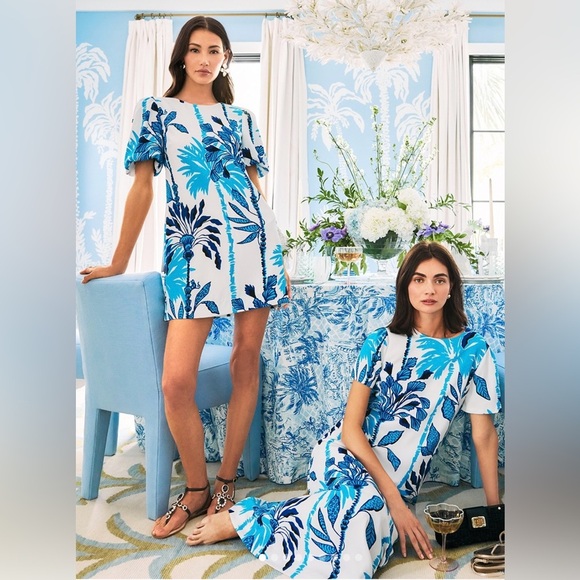 New! Lilly Pulitzer Charlee Blue Floral Maxi Dress Coconut Oversized 🩵 size 00 - Picture 9 of 15